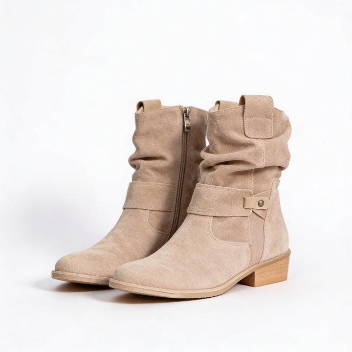Fidelma™ | Women's Western Slouch Ankle Boots with Buckle Strap