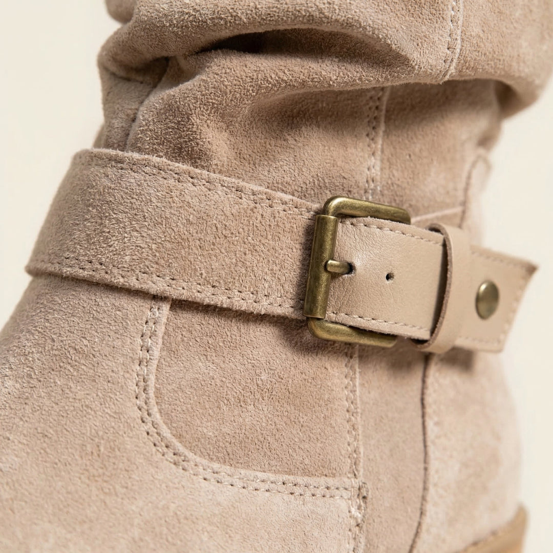 Fidelma™ | Women's Western Slouch Ankle Boots with Buckle Strap
