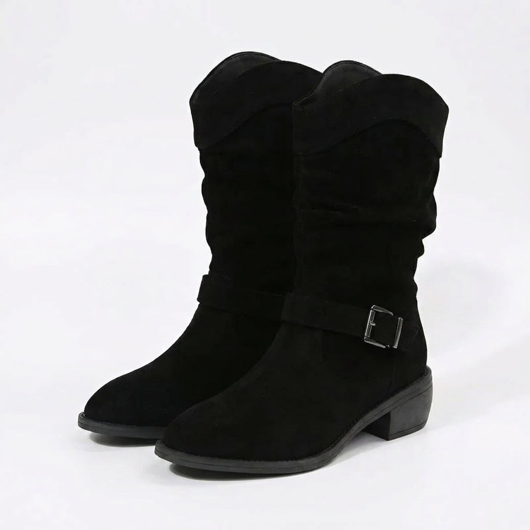 Fidelma™ | Women's Western Slouch Ankle Boots with Buckle Strap