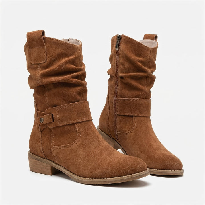Fidelma™ | Women's Western Slouch Ankle Boots with Buckle Strap