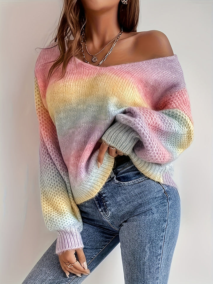 Erica™ | Women's Off Shoulder Gradient Knit Sweater