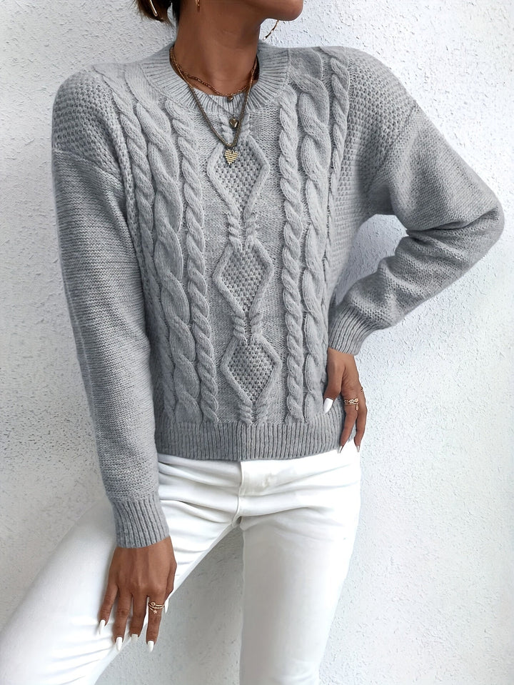 Alys™ | Women's Chunky Cable Knit Drop Shoulder Sweater