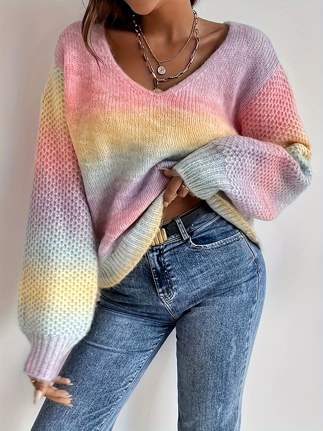 Erica™ | Women's Off Shoulder Gradient Knit Sweater