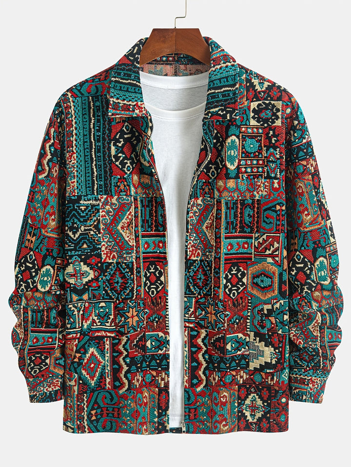 Bryson™ | Men's Patterned Lapel Jacket with Zip Front