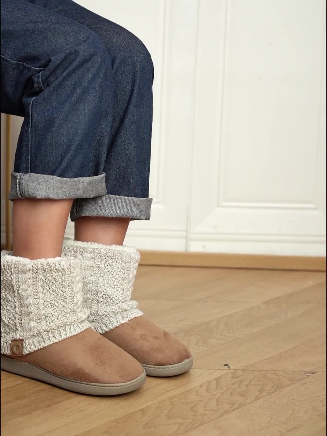 Iseult™ | Women's Knit Cuff Slip On Winter Boots
