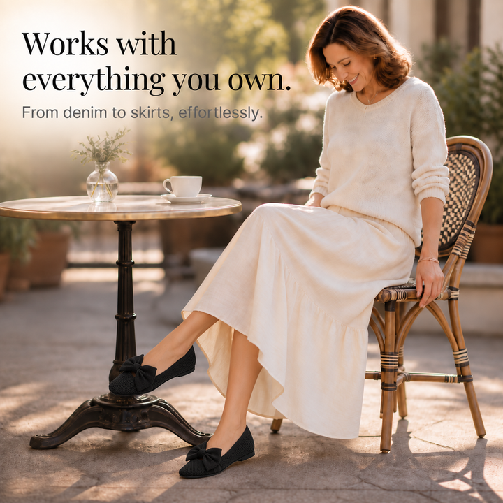 Flaminia™ | Women's Knit Square Toe Bow Flats
