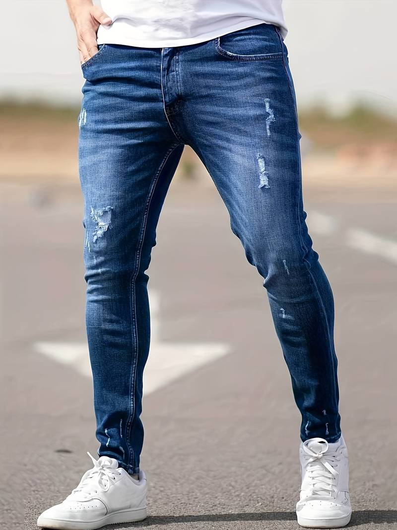 Dario™ | Men's Slim Stretch Jeans with Distressed Details