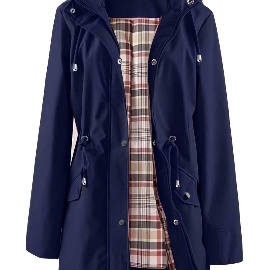 Joyce™ | Women's Hooded Drawstring Rain Jacket in Plus Sizes