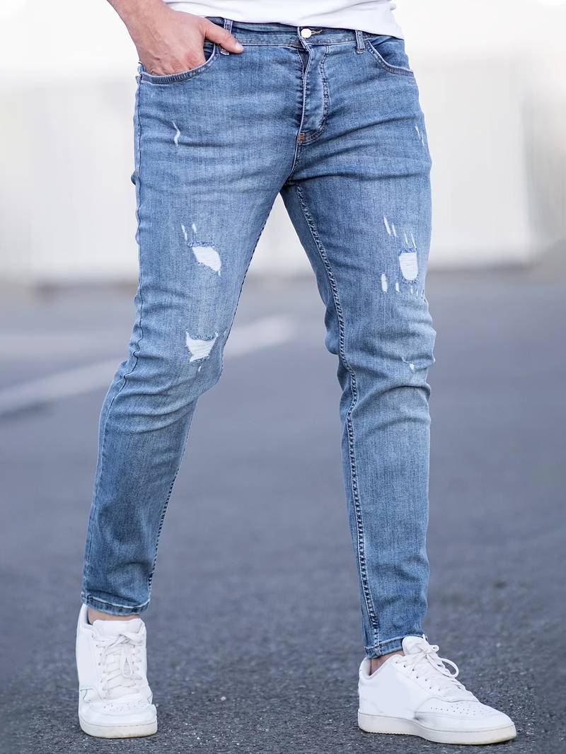Dario™ | Men's Slim Stretch Jeans with Distressed Details
