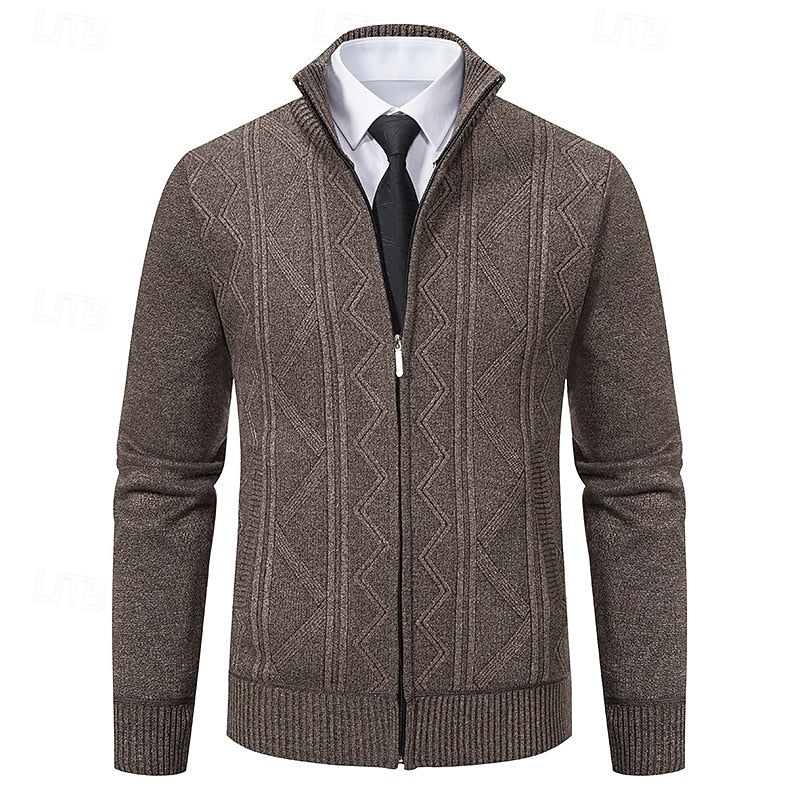 Malcolm™ | Men's Textured Stand Collar Zip Up Cardigan