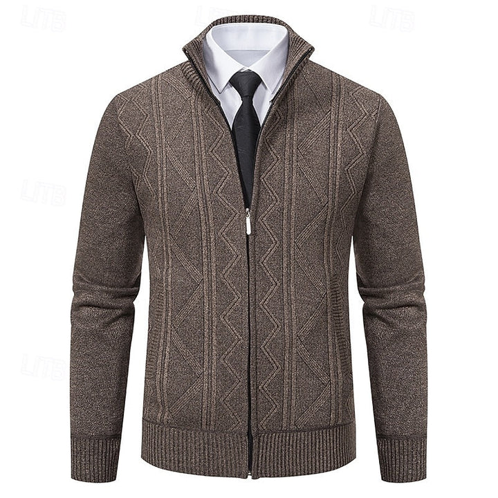 Malcolm™ | Men's Textured Stand Collar Zip Up Cardigan