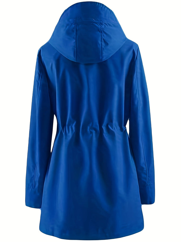 Joyce™ | Women's Hooded Drawstring Rain Jacket in Plus Sizes