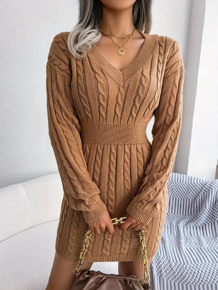 Emmeline™ | Women's Cable-Knit Peplum Sweater Dress
