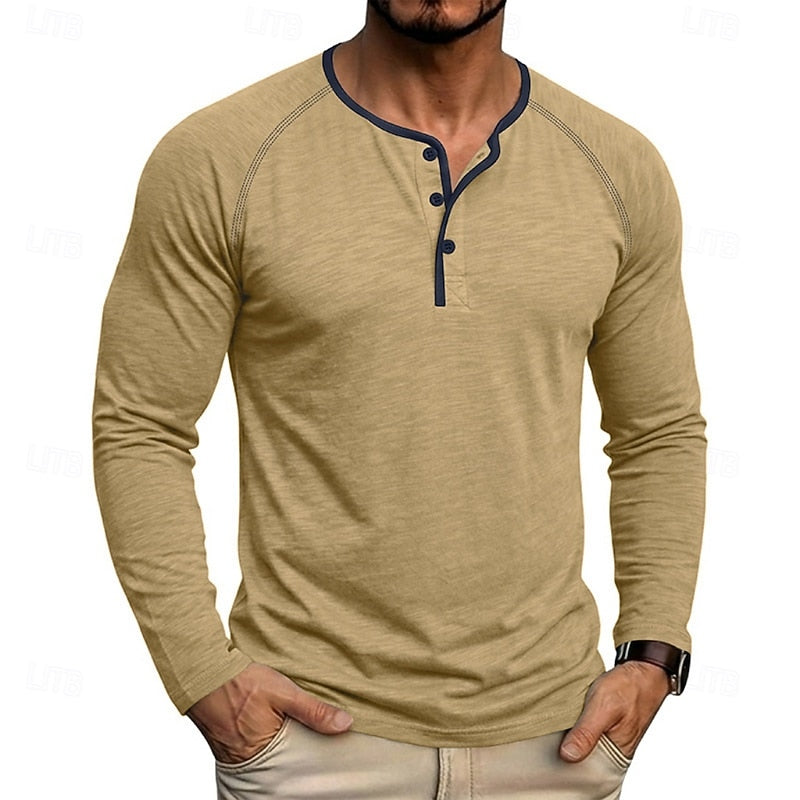 Bennett™ | Men's Raglan Sleeve Button Henley Shirt
