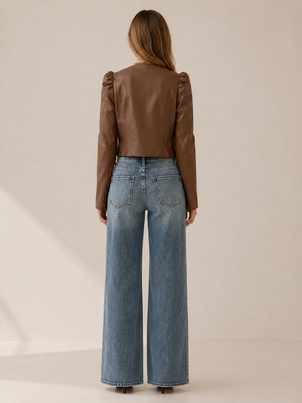 Briony™ | Cropped Puff-Sleeve Jacket with Open Front
