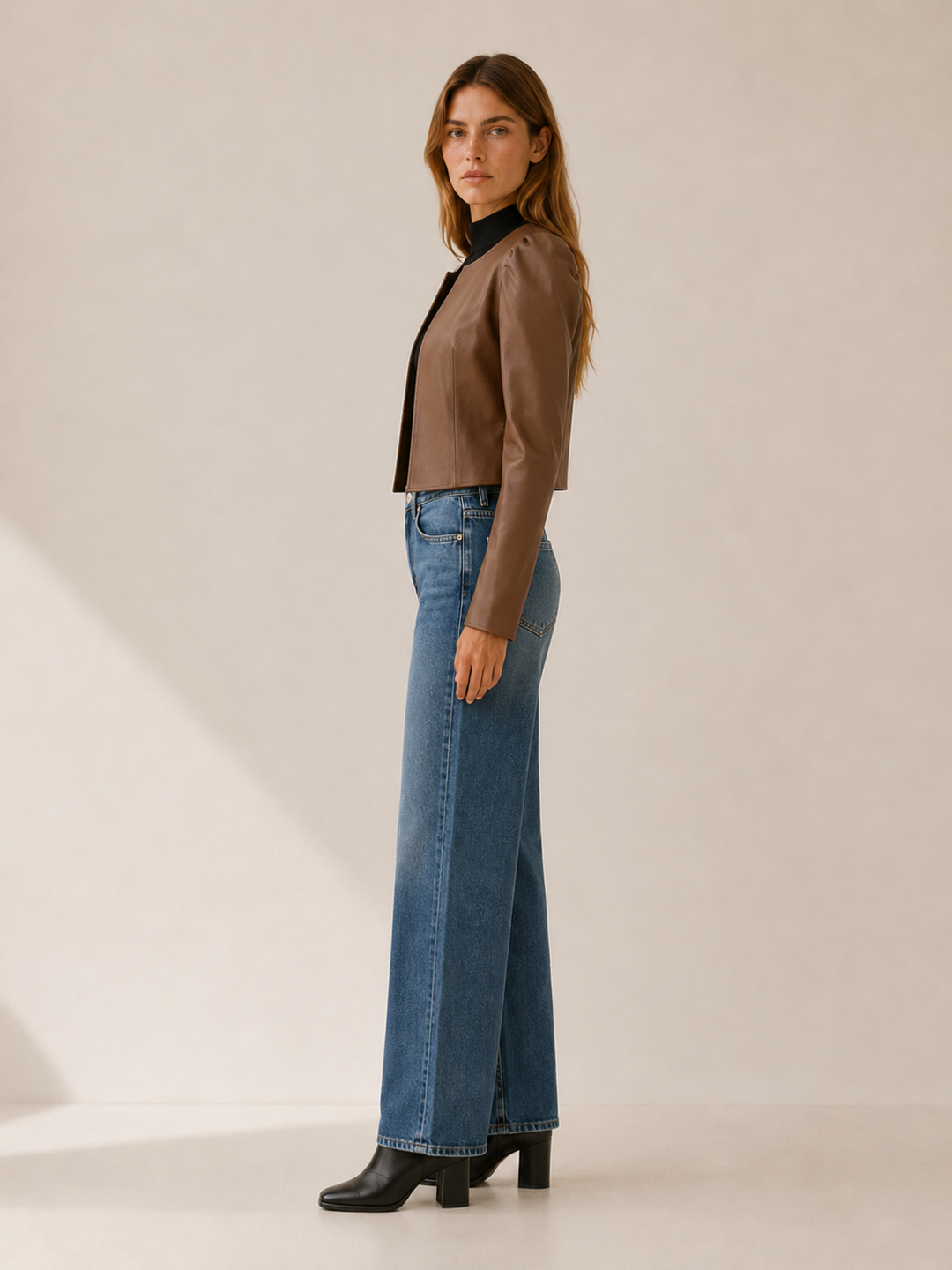 Briony™ | Cropped Puff-Sleeve Jacket with Open Front