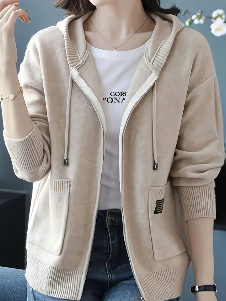 Sidonie™ | Women's Zip Up Hooded Knit Cardigan with Pockets