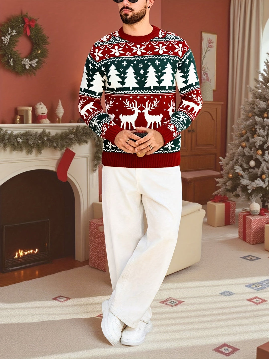 Bennet™ | Men's Christmas Reindeer Knit Sweater with Crew Neck