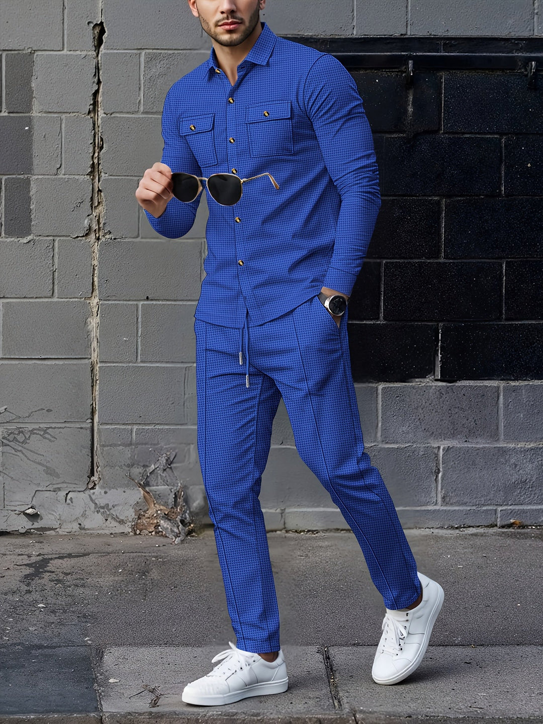 Valerian™ | Men's Two Piece Set with Button Front Shirt Jacket and Drawstring Trousers