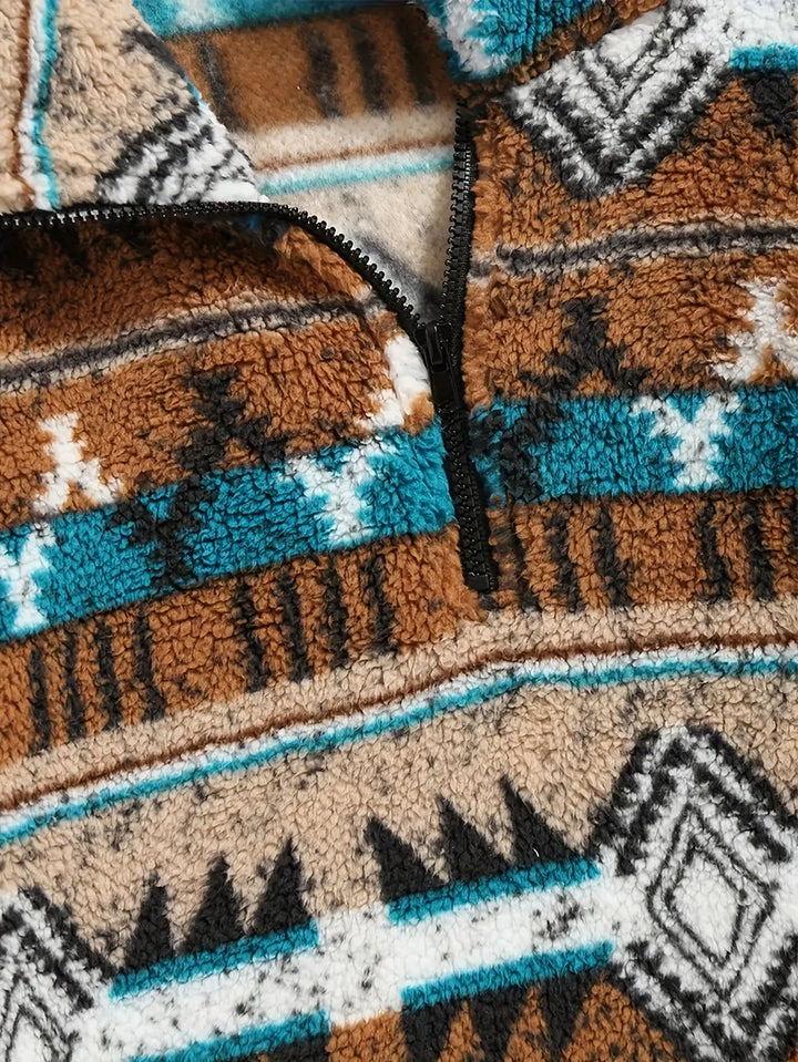 Weston™ | Men's Patterned Half Zip Pullover with Kangaroo Pocket
