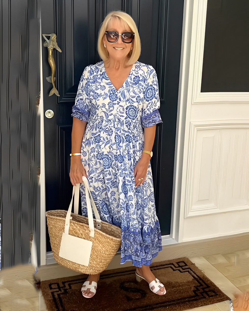 Manoli™ | Elegant Floral Dress with V-Neck