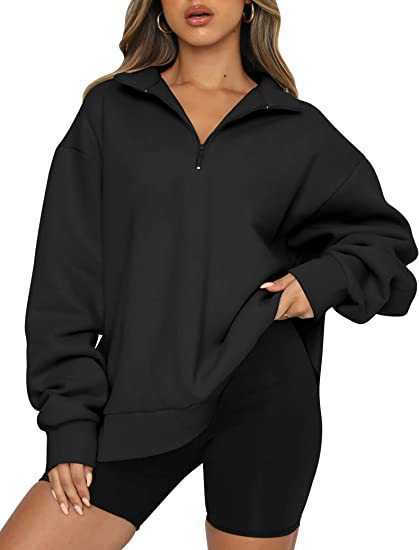 Velma™ | Women's Oversized Half Zip Collared Sweatshirt