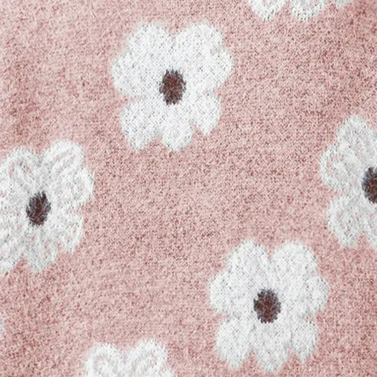 Dionysia™ | Women's Daisy Floral Half Zip Knit Sweater with Collar