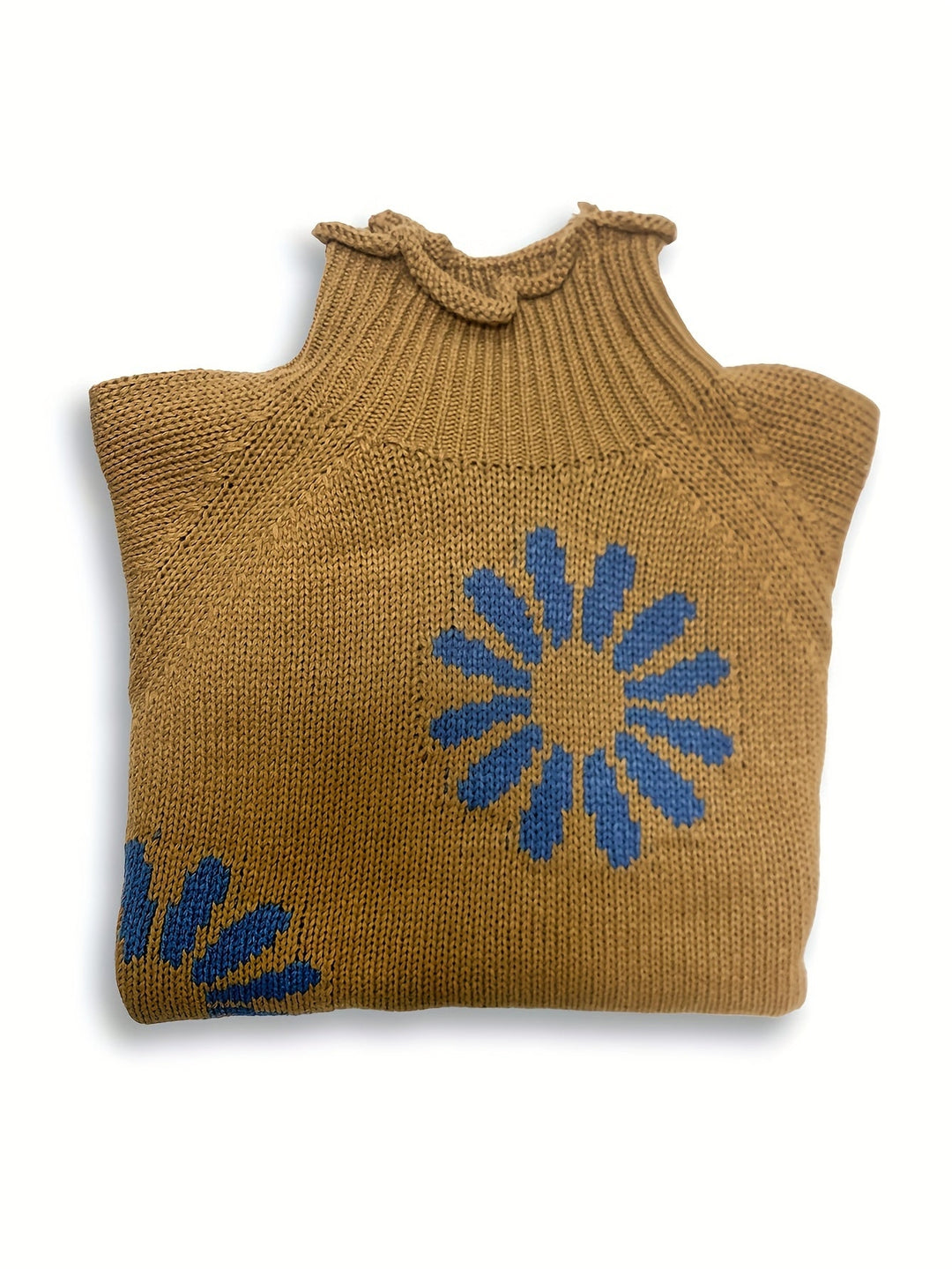 Quenby™ | Women's Floral Knit High Neck Sweater