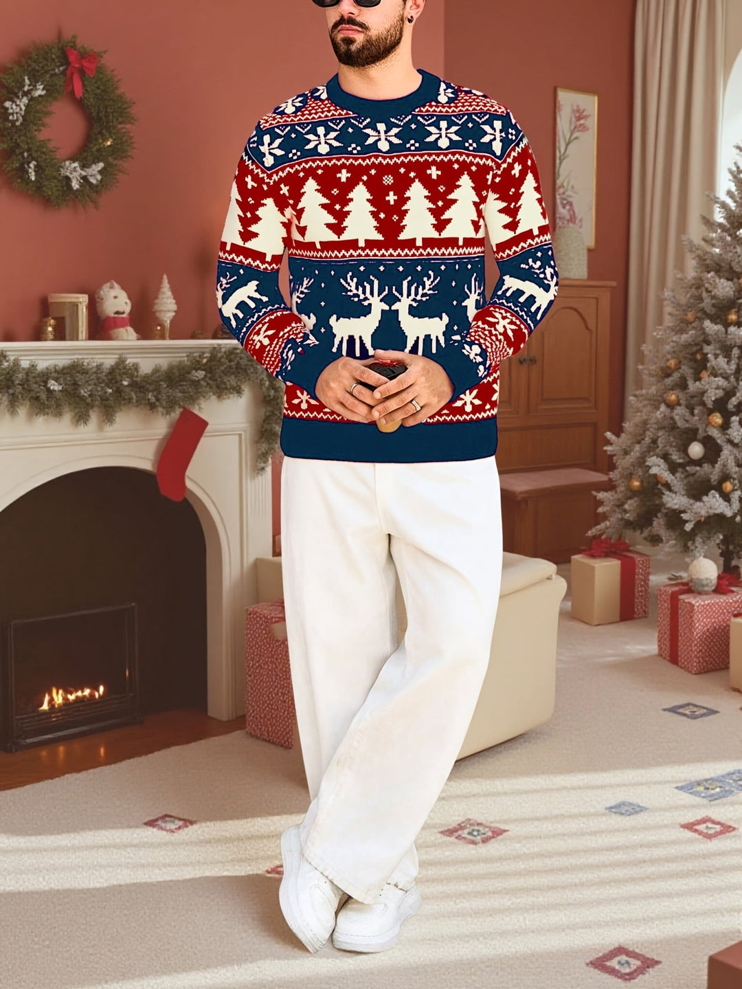 Bennet™ | Men's Christmas Reindeer Knit Sweater with Crew Neck