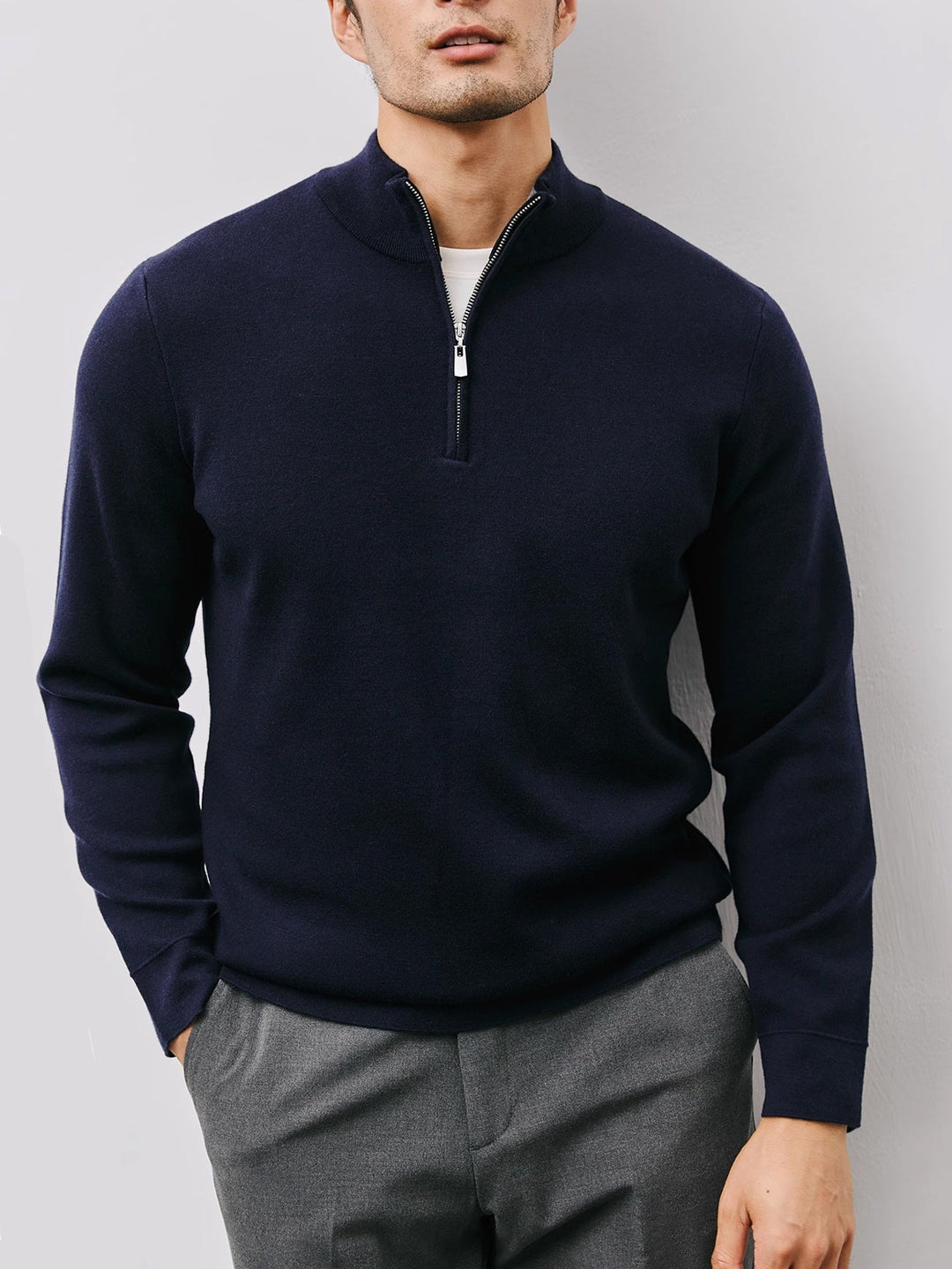 Thaddeus™ | Men's Quarter Zip Sweater with Stand Collar