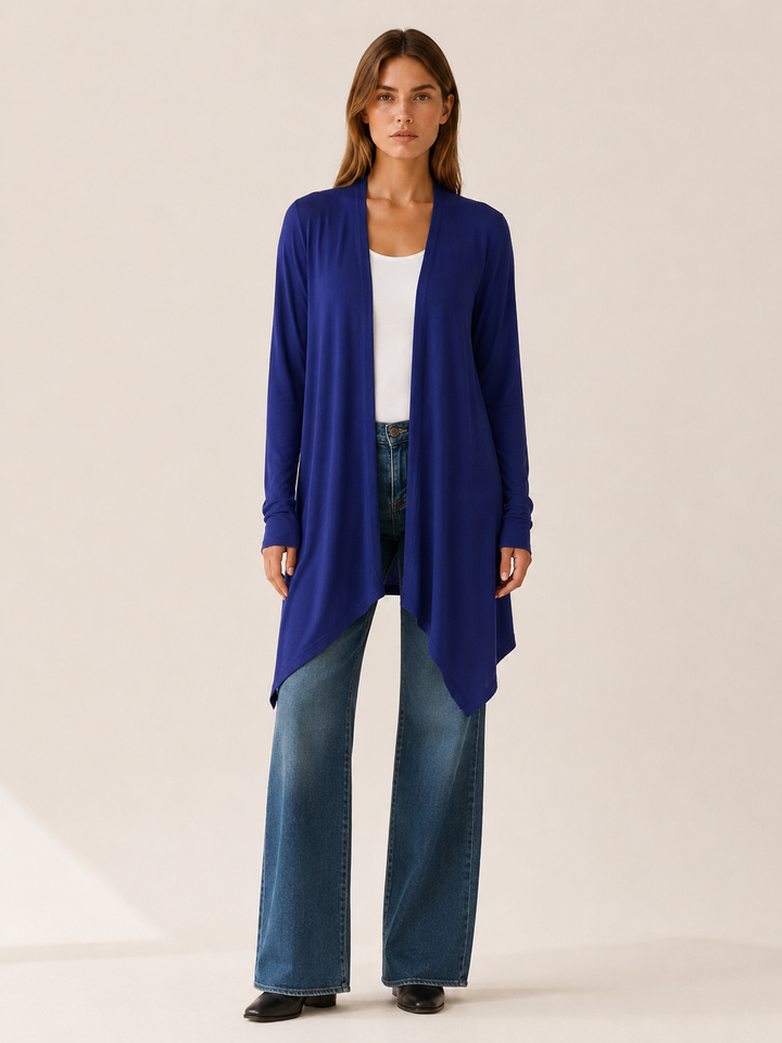 Calista™ | Draped-Hem Open-Front Cardigan
