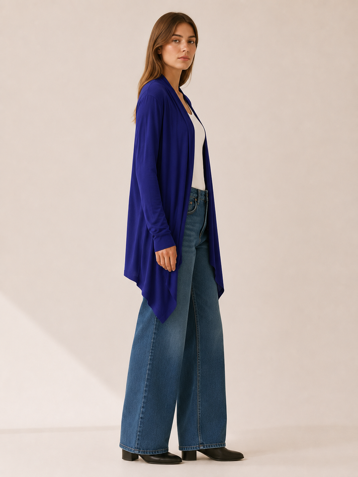 Calista™ | Draped-Hem Open-Front Cardigan