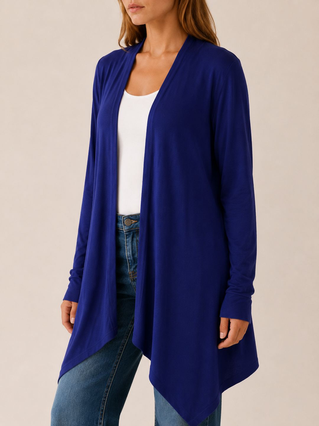 Calista™ | Draped-Hem Open-Front Cardigan