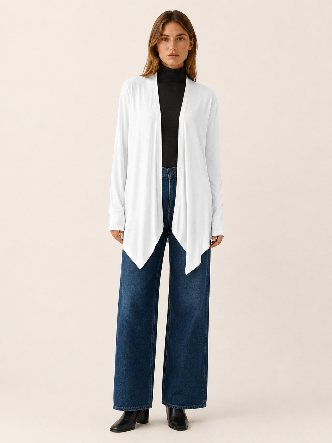 Calista™ | Draped-Hem Open-Front Cardigan