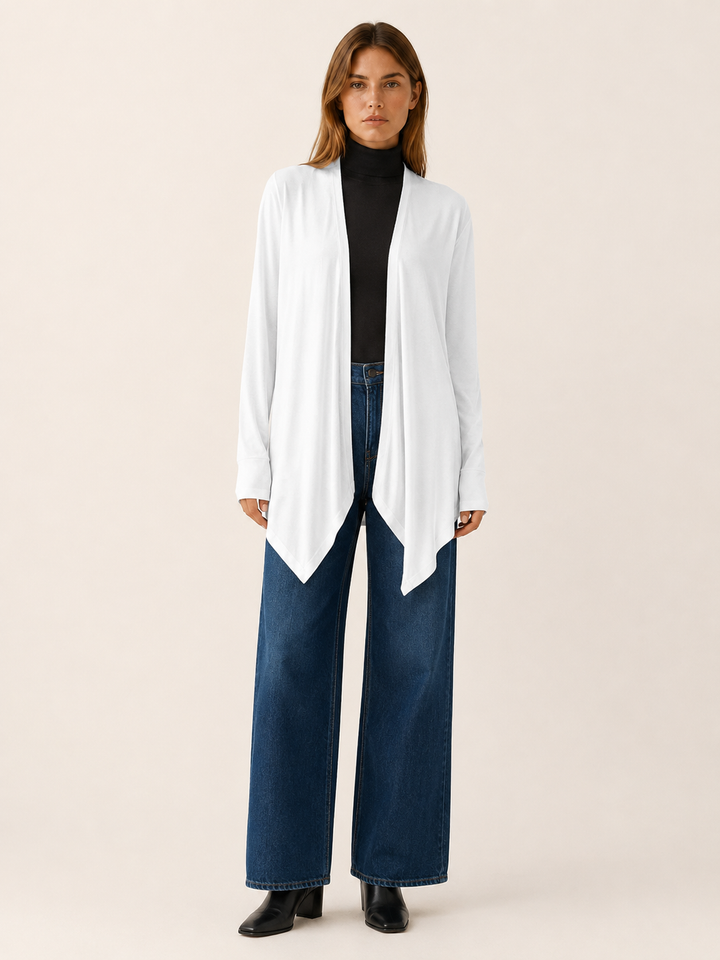 Calista™ | Draped-Hem Open-Front Cardigan