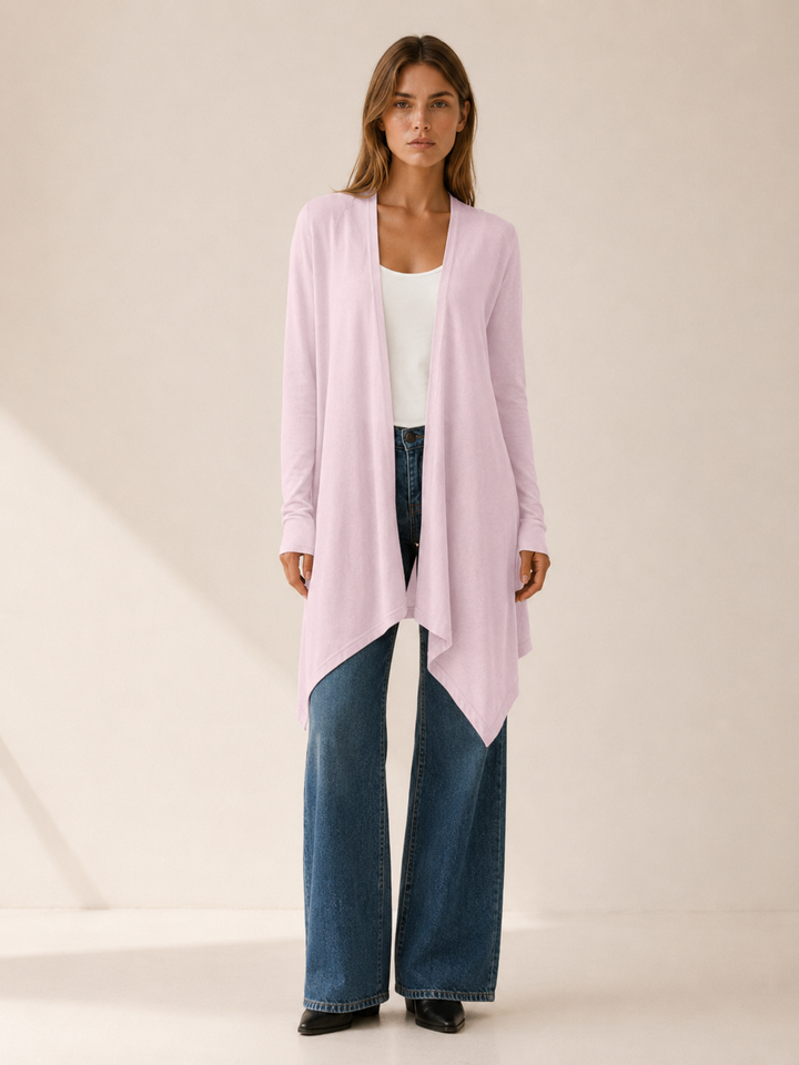 Calista™ | Draped-Hem Open-Front Cardigan
