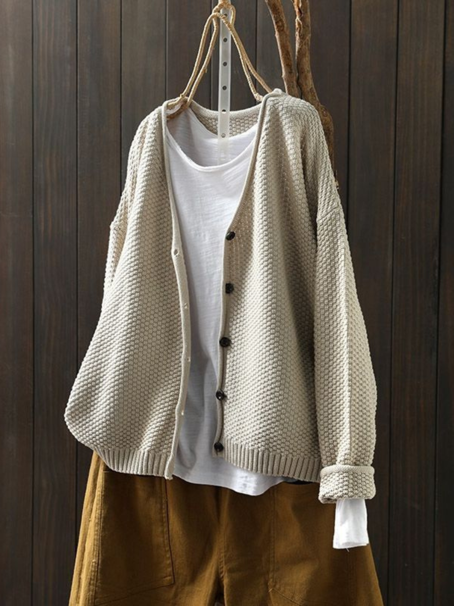 Jonquil™ | Women's V Neck Ribbed Hem Button Front Knit Cardigan