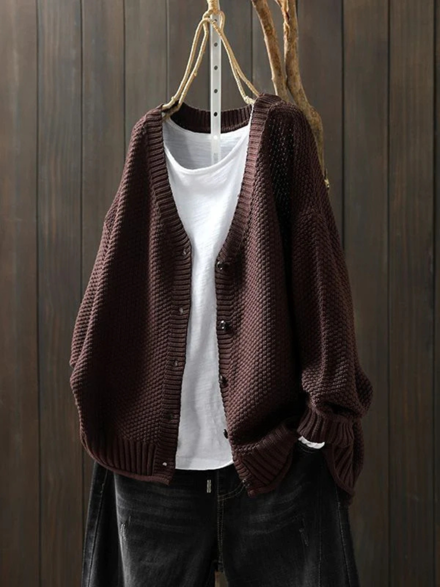 Jonquil™ | Women's V Neck Ribbed Hem Button Front Knit Cardigan