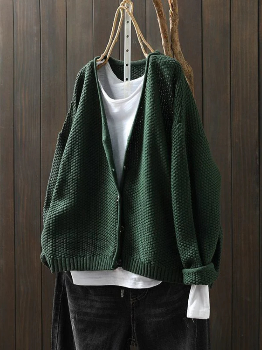 Jonquil™ | Women's V Neck Ribbed Hem Button Front Knit Cardigan