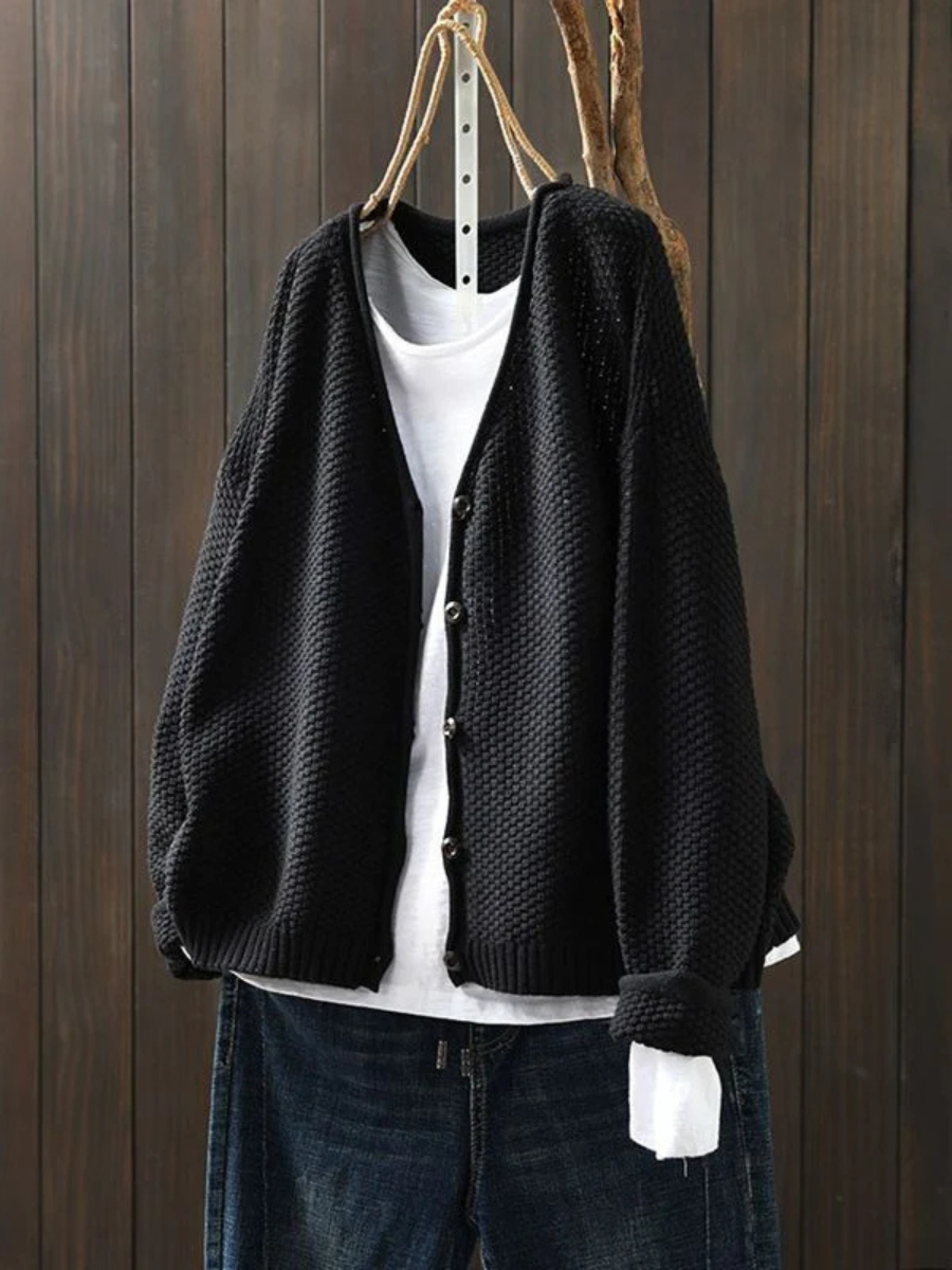 Jonquil™ | Women's V Neck Ribbed Hem Button Front Knit Cardigan