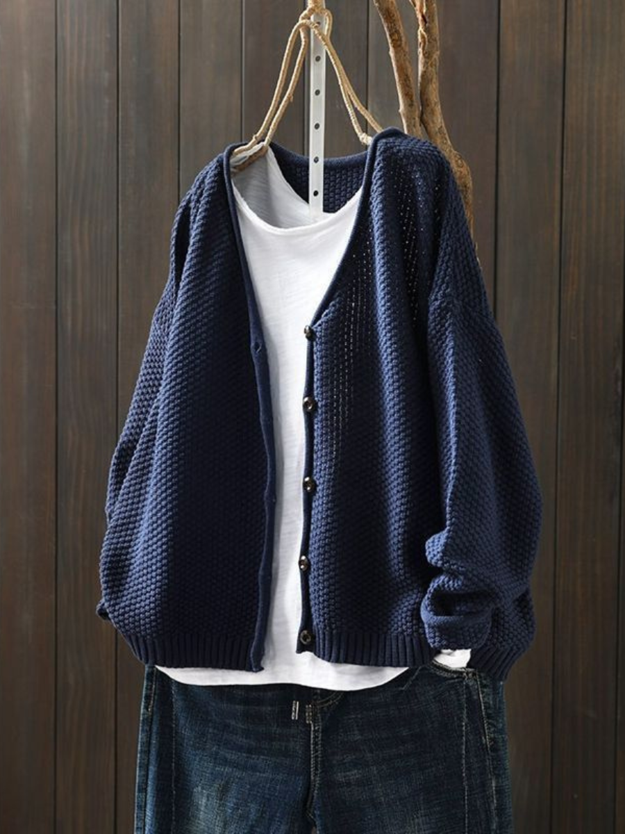 Jonquil™ | Women's V Neck Ribbed Hem Button Front Knit Cardigan