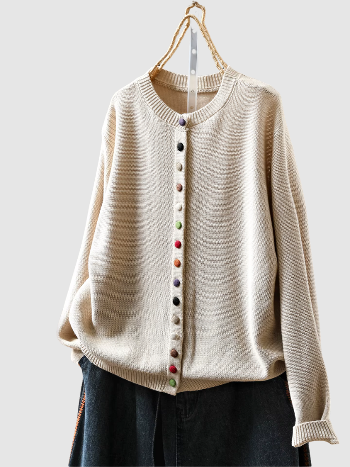 Verena™ | Women's Round Neck Decorative Button Knit Cardigan