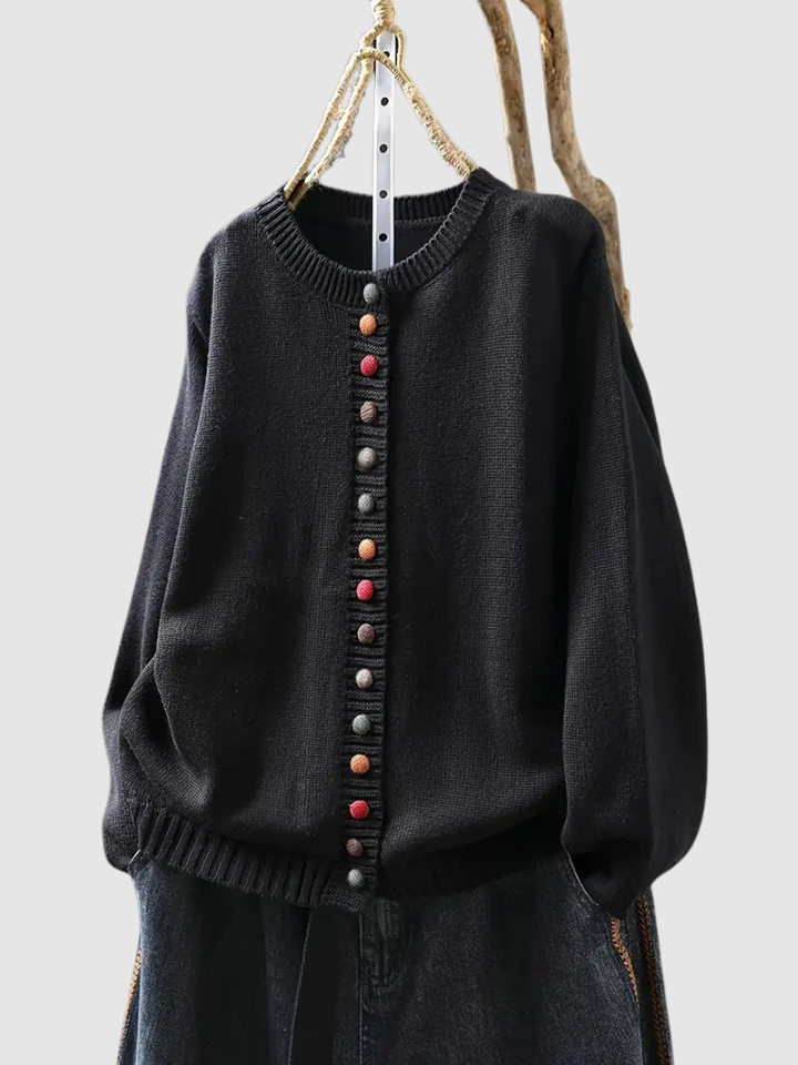 Verena™ | Women's Round Neck Decorative Button Knit Cardigan