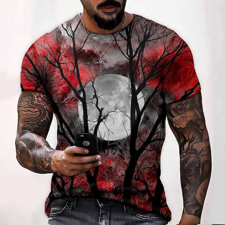Thorne™ | Men's Halloween Moon and Forest Graphic T Shirt