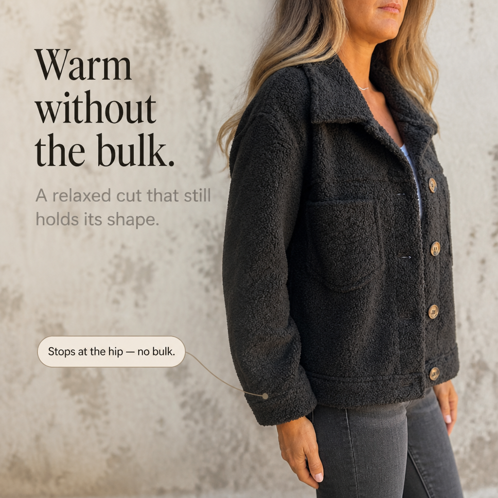 Fiorenza™ | Women's Curly Faux Fur Button Front Jacket
