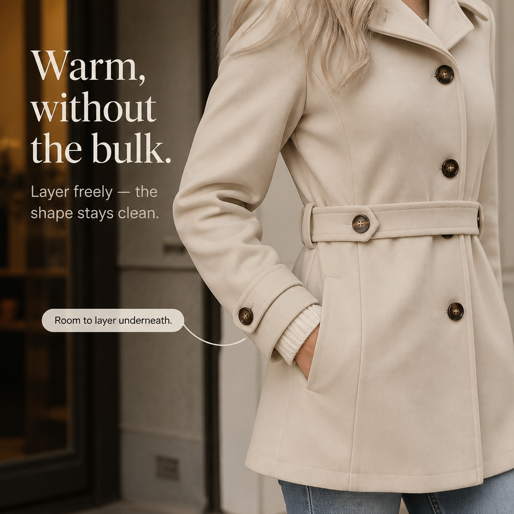 Elettra™ | Women's Belted Single Breasted Tailored Coat