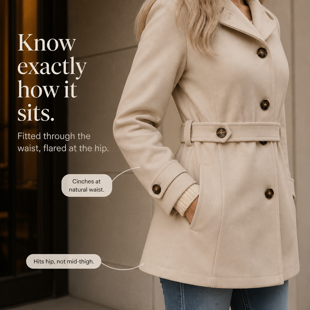 Elettra™ | Women's Belted Single Breasted Tailored Coat