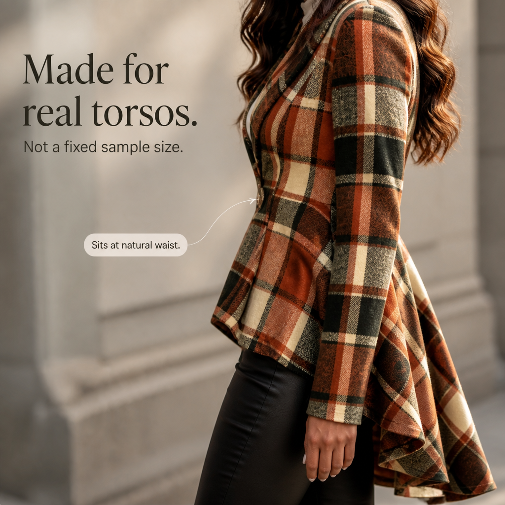 Gilda™ | Women's Plaid Peplum Coat with High Low Hem