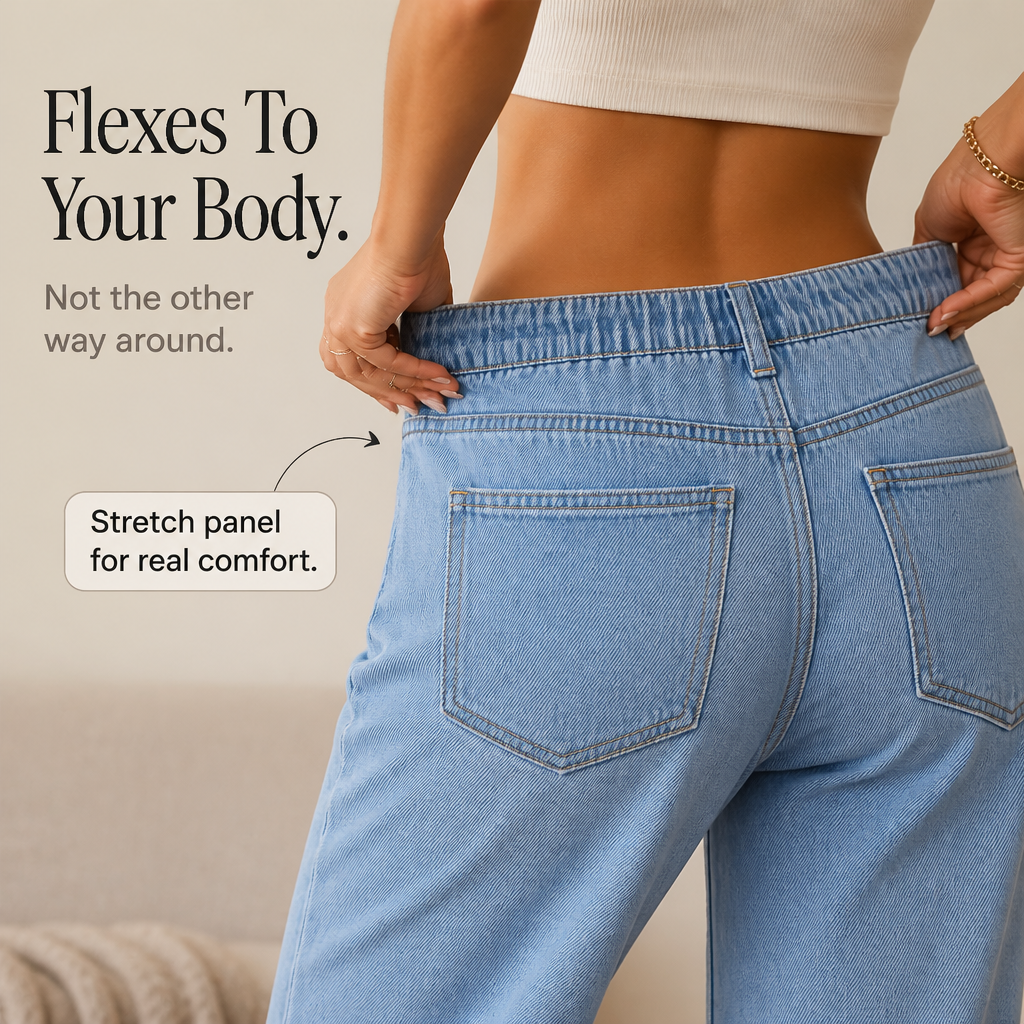 Albane™ | Women's High Waisted Wide Leg Jeans with Drawstring Waist