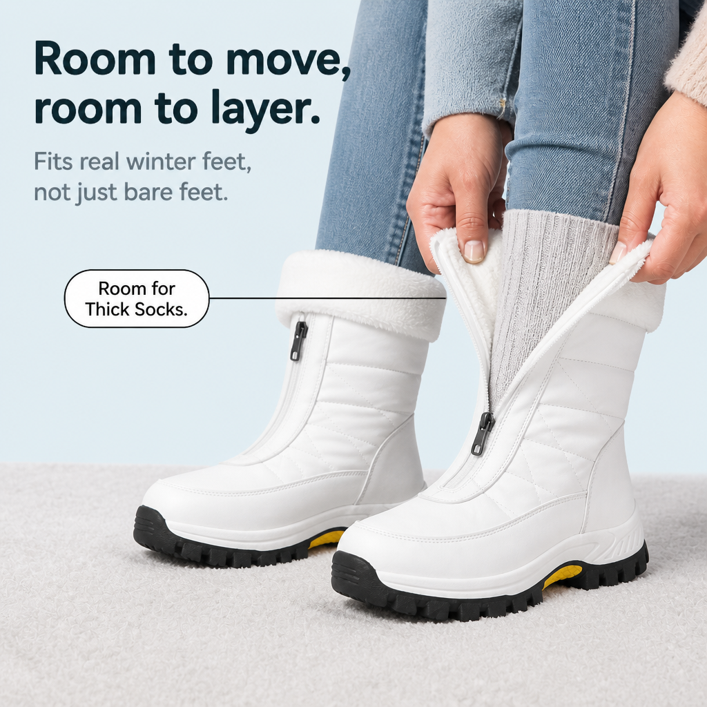 Justine™ | Women's Plush-Lined Mid-Calf Snow Boots with Zip and Grip Sole